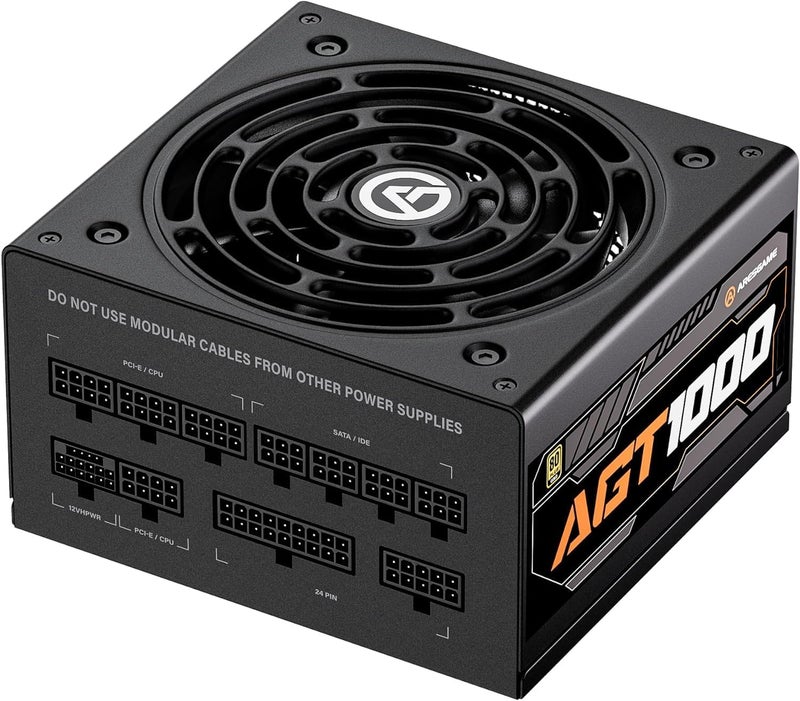 ARESGAME مزود طاقة AGT Series 1000W، معتمد 80+ ذهبية، كامل الوحدات، مروحة FDB، حجم مدمج 140 مم، ضمان 10 سنوات، مزود طاقة للألعاب ATX - Image 1